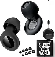 Ear Plugs for Sleeping Noise Cancelling, 45dB Hearing Protection, Reusable, Super Soft Silicon Earplugs for Concerts, Swimming, Block Snoring, & Motorcycles, 4 Tip Size Ear Plugs for Noise Reduction with Storage Case (Black, Small)