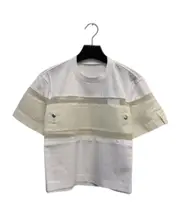 contrast-panel T-shirt 1,2,3 Gray