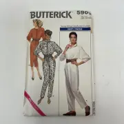 Butterick 5903 Sewing Pattern Jumpsuit Front Zipper Long Sleeve Miss 18-22 UNCUT