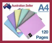 A4 Notebook 8mm Ruled Exercise Book 120 Pages School Lined Spiral Colourhide NEW