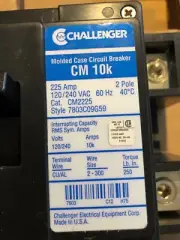 Challenger Main Circuit Breaker CM2225 7803C09G59 USA new in box 240V 2pole