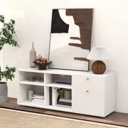 Costway Accent Floor Storage Cabinet Modern 4 Cube TV Stand Table Display Cabinet Cupboard w2 Drawer White