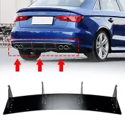 1x Rear Bumper Diffuser Lip Shark Fin Cover For Audi S3 8V Sedan 2013-2015 Black
