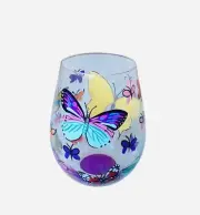 Enesco 6004351 Designs by Lolita Butterfly Hand-Painted Artisan Stemless Wine Gl