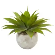 Agave In Sand Colored Bowl faux Arrangement Natural Decor
