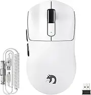 MAMBASNAKE M3 Wireless Gaming Mouse with Lightweight 39g,PixArt PAW3395 PRO Sensor 40K DPI,Tri Mode-2.4G/Bluetooth/Wired,100M Clicks Micro Switch,Coiled Cable,Programmable for Win PC Mac Gamer(White)