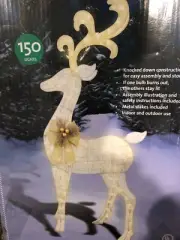 5 Foot Winter Wonder Silver Deer Buck Christmas Holiday Yard Art 150 Lights NEW