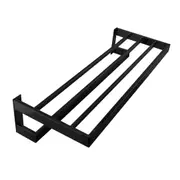600mm Double Towel Shelf Stainless Steel Black Wall Mount Bathroom Rail Rack