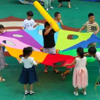在飛比找樂天市場購物網優惠-彩虹傘打地鼠幼兒園戶外體育體能玩具早教八角傘親子感統訓練器材