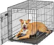 Dog Crate | MidWest Life Stages 36" Folding Metal Dog Crate | Divider Panel, Floor Protecting Feet, Leak-Proof Dog Tray | 36L x 24W x 27H Inches, Intermediate Dog Breed