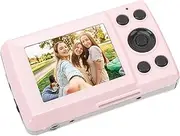 2.4 Inch Digital Camera, 16MP Compact Small Travel Camera, 16x Digital Zoom Digital Point and Shoot Camera, for Kids, Girls, Teens (Roseate)