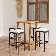 5 Piece Garden Bar Set with Cushions Brown, Garden Furniture Sets