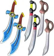 HONMEET 6 Pack Inflatable Pirate Swords Toy Boys and Girls Pretend Play Swords Fun Pirate Costumes for Birthday Parties Masquerade Cosplay