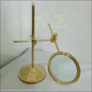 Marine Magnifying Reading Glass Brass Table Magnifier W Nautical Stand.
