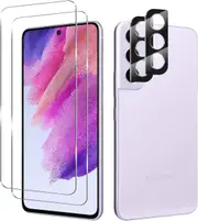 [2+2 Pack]For Samsung Galaxy S21 FE 5G, 2 Pack Front Screen Protector,with 2 Pack Camera Lens Protector, 9H Hardness,Support Fingerprint Galaxy S21 FE 5G