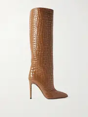 [Paris Texas] Paris Texas - Croc-effect Leather Knee Boots - Tan - IT37 IT 37 Brown