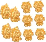 [BUTIFULSIC] 10pcs Dragon Ornament New Year Cupcake Toppers Lucky Animals Collectibles Chinese Dragon Statue Tiny Dragon Figurines Gold Decor Cars Resin Office Ornaments Rat Cow Tiger