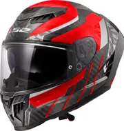 LS2 FF807 Dragon Trax Carbon Helmet, white-carbon-red, Size XL for Men White Carbon Red