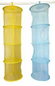 Hanging Mesh Space Saver Bags Organizer4 Compartments Toy Storage Basket 2 PCS