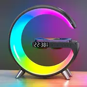 Wireless Charger Atmosphere Lamp, 2023 New Intelligent Led Table Lamp, Bluetooth Speaker, Dimmable Night Light Touch Lamp Alarm Clock With Music Sy...
