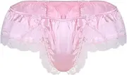 [FEESHOW] Mens Sissy Crossdress Panties Floral Lace Bikini Bowknot Underpants Sexy Thong Jockstrap Underwear