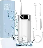 Jet Dentaire Hydropulseur Portable, 300 ml Water Flosser with 5 Modes de Pression d'eau et 4 Embouts Remplaçables Étanche IPX7 Pour La Maison et Les Voyages