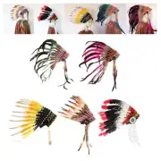 Feather Headdress Headpiece Hair Band American Chief Indian Native Hat for Fancy
