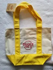 BRAND NEW TRADER JOES CANVAS MINI TOTE BAG - YELLOW