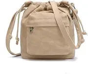 [Barsine] Crossbody Bags for Women Small Canvas Drawstring Bucket Purse Cute Little Boho Bag