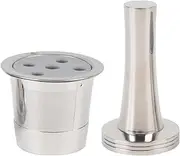 Reusable Coffee Pods, 2 Peice Stainless Steel Espresso Capsules with 5 Holes, Refillable Cups with Coffee Tamper for Keuirg Suprem Espresso Makers Machine