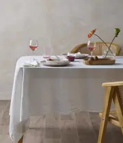 French Linen Tablecloth (White) - 150cmx230cm