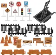 WEKAMOS Educational Traffic Sign Models for Boys 30pcs Car Toys Set Road Signs Toy Train Accessories