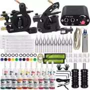 Complete Tattoo Machines Gun Power Supply Needles Inks Set Tattoo for Beginners