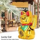 Chinese Lucky Fortune Money Waving Gold Maneki-Neko Cat Figure Feng Shui Decor