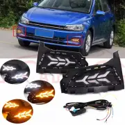 For Volkswagen Polo 2017-20 x 2Pcs Dynamic Signal Light LED DRL Fog Lamp Replace (for: Volkswagen)