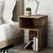 [Artiss] Bedside Table, Nightstand S-Shaped Side Tables Display Shelf Bedroom Living Room Home Furniture, Bed End Storage Cabinet Space Saving Organizer Unit Oak