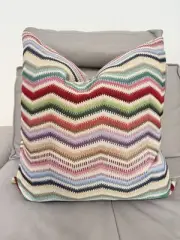 CALDEIRA DESIGN 24x24 Multicolor Chevron Geometric Zig Zag Decorative Pillow