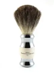 Imitation Ivory Pure Badger Chrome Plated Shaving Brush By EDWIN JAGGER