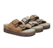 EVERAU® Adjustable Strap Slip-on Platform Summer Sandal Slides - Brown / AU Ladies 8 / AU Men 6 / EU 39