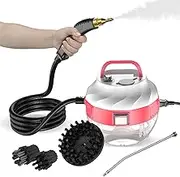 Steam Cleaner, 1500W Handheld High Pressure Steam Cleaning Machine with 6 Adjustable Speeds, 3 Brush Heads, Pressurized Steam Cleaner with 1L Water Tank & Anti-dry Burn Function for Kitchen/Bath(Pink)