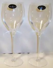 2 Luigi Bormioli wine glasses, Accademia, Made in Italy, clear stemware pair