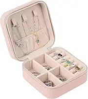Mardiko Travel Jewellery Box for Women Girls, Jewellery Organiser Small Jewelry Box Mini Travel Jewlery Case, Jewellry Storage for Necklaces Rings Earrings Bracelets, Pink