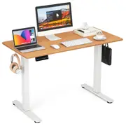 Giantex 1.2M Electric Standing Desk Motorised Sit Stand Desk Adjustable Height Stand Up Desk w/Hooks Natural