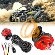 WeiSen Plug & Play Key on Horn Kit with 2PCS 105DB Horn Spst Wiring Harness Rocker Switch Compatible with Can Am Maverick X3 / Maverick R 2017-2024
