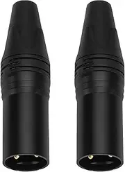 SING F LTD 2Pcs Male 3-Pin XLR Connector Plug 3-Pin in Line XLR Connectors for Microphone Mic Cable Plug Connector Audio Speaker Socket Black