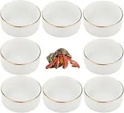 8 Pcs Hermit Crab Ceramic Water Bowl, Tarantula Mini Food Dish for Hermit Crab Tarantula Spider Millipede Tiny Bugs