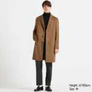 BNWT Uniqlo Men Wool Cashmere Chesterfield Coat Brown XS US36
