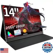 StarXnDa 14 inch Portable Monitor, 2560 * 1600p Laptop Monitor 2.5K Ultra-sli