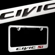HONDA CIVIC SI Chrome Brass Metal License Plate Frame w/ Screw Caps NEW!!