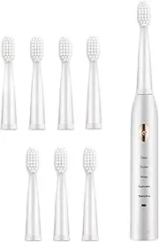 Electric Toothbrush for Adults, w/ 7 Replacement Brush Heads, Soft Bristle, 5 Modes, 2 Mins Smart Timer, One Charge for 15 Days, Portable Electronic Toothbrush, Dental Care Cleaning /642 (Color : Whi